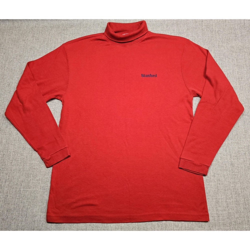 VINTAGE Canterbury Stanford Shirt Mens Large Red Turtleneck Long Sleeve 90s USA